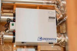 Greenheck’s SYNC180™ ERV, powered by an EC motor with Constant CFM adaptive, variable-speed technology, features best-in-class core efficiency of 84% SRE. Greenheck’s SYNC180™ ERV, powered by an EC motor with Constant CFM adaptive, variable-speed technology, features best-in-class core efficiency of 84% SRE.
