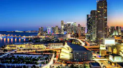 Miami city skyline at night time