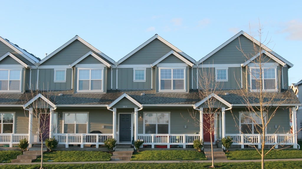 Row of newly completed rental homes