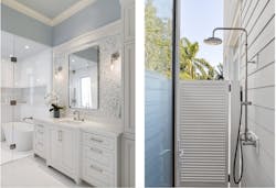 The tub, vanity, and outdoor shower in CMSA Architects' BALA-winning primary bathroom design. The tub, vanity, and outdoor shower in CMSA Architects' BALA-winning primary bathroom design.