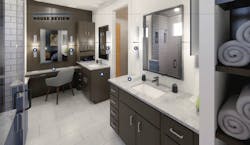 Abundant storage in Osmosis Architecture's design for a primary bathroom. Abundant storage in Osmosis Architecture's design for a primary bathroom.