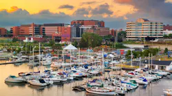 Erie, Pa., skyline at sunset