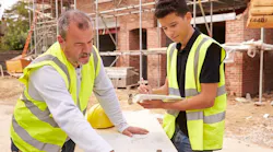 Young construction worker in training