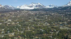 Aerial view of homes in Alaska, a state which has a relatively high number of people planning to leave.
