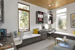 This office at Evoke at Issaquah Highlands not only accommodates two at-home workers, but also features some cozy areas to decompress | Photo: John Bare Photography This office at Evoke at Issaquah Highlands not only accommodates two at-home workers, but also features some cozy areas to decompress | Photo: John Bare Photography