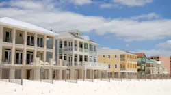 A row of vacation homes on Florida beach