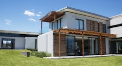 A modern home with a flat roof A modern home with a flat roof