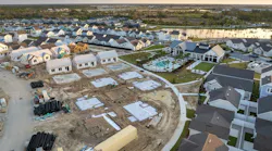 Aerial view of a suburban housing development under construction