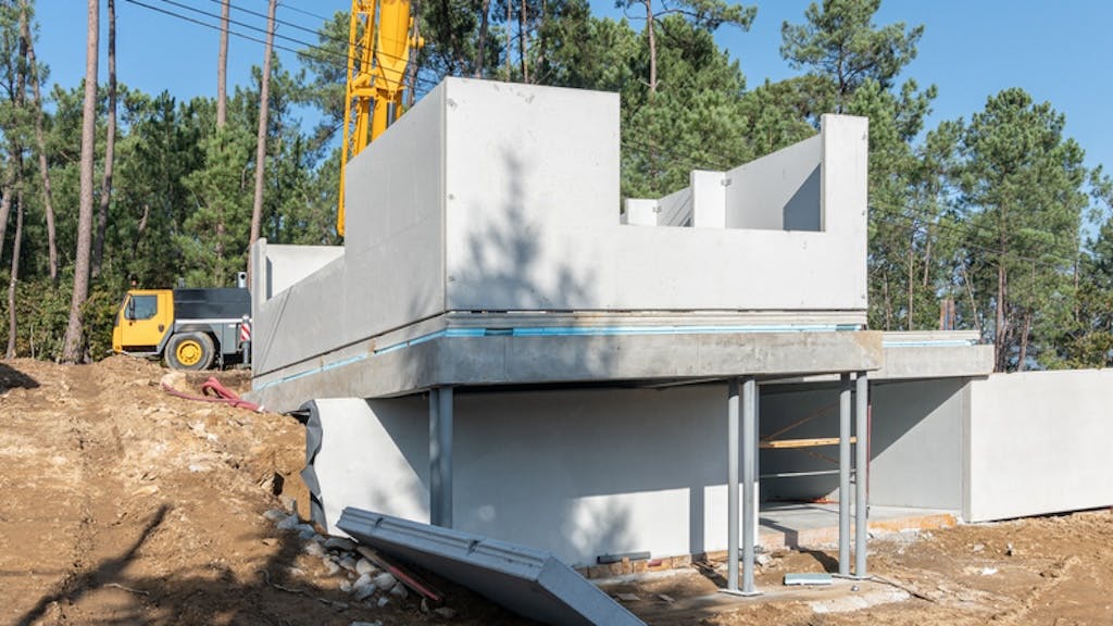 Precast concrete walls on new home