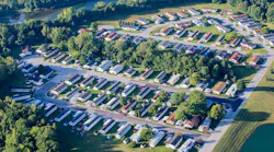 Aerial view of manufactured housing community