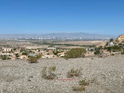 The view to the west includes the Las Vegas Strip. The view to the west includes the Las Vegas Strip.