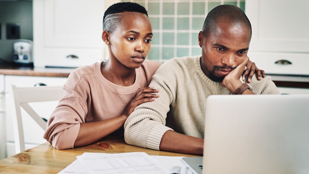 Young couple goes over finances