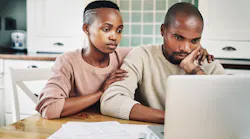 Young couple goes over finances