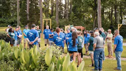 David Weekley Homes and HomeAid Georgia volunteers gather outside Atlanta shelter