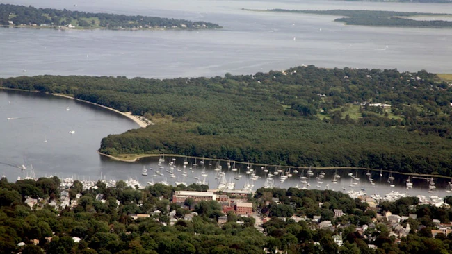 Aerial view of homes in Rhode Island