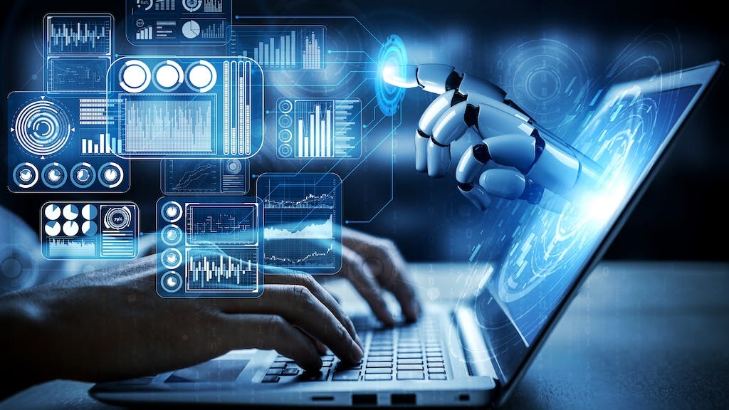 Concept of using AI on a laptop