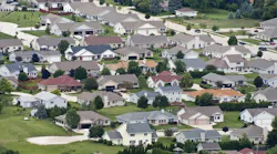 Aerial view of suburban homes