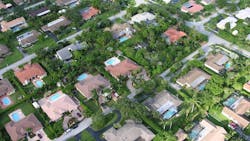 Aerial view of suburban neighborhood in Miami metro Aerial view of suburban neighborhood in Miami metro