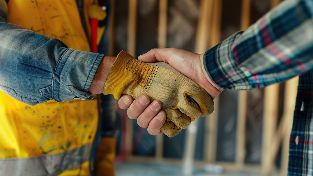 Two home builders shake hands