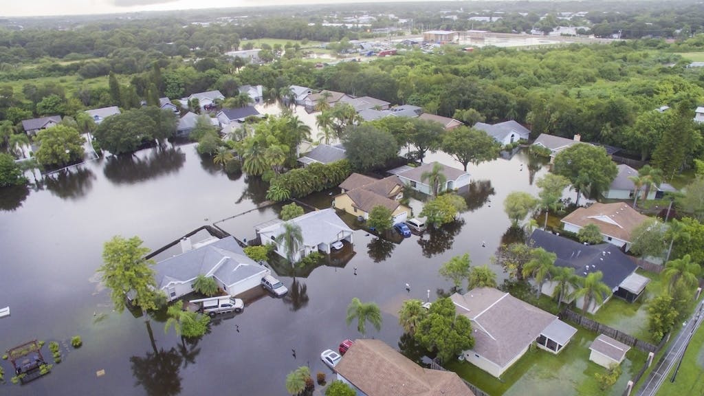 Homes damaged by flood in Sarasota, Fla.
