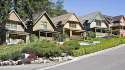 Row of homes on a hilly street