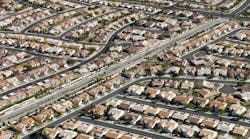 Aerial view of suburban homes Aerial view of suburban homes
