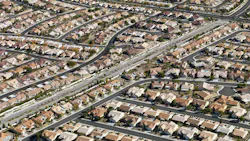 Aerial view of suburban homes Aerial view of suburban homes