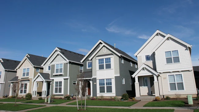 A row of new suburban homes