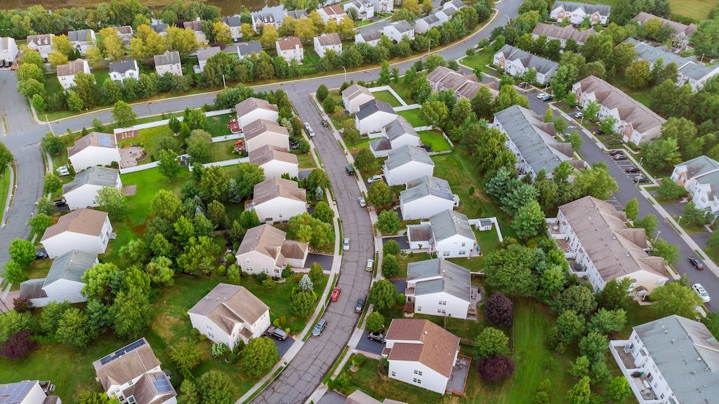 Aerial view of residential neighborhood