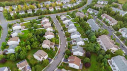 Aerial view of residential neighborhood