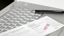 A mortgage payment notice with 'past due' stamped in red A mortgage payment notice with 'past due' stamped in red