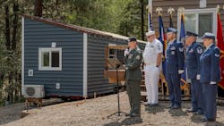 Military dedication held at donation ceremony for the three tiny homes donated by American Home Shield Military dedication held at donation ceremony for the three tiny homes donated by American Home Shield
