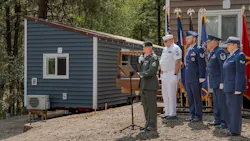 Military dedication held at donation ceremony for the three tiny homes donated by American Home Shield Military dedication held at donation ceremony for the three tiny homes donated by American Home Shield