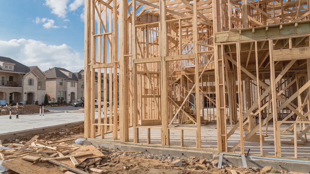 Single-family home under construction in Texas