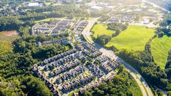 Aerial view of suburban homes Aerial view of suburban homes