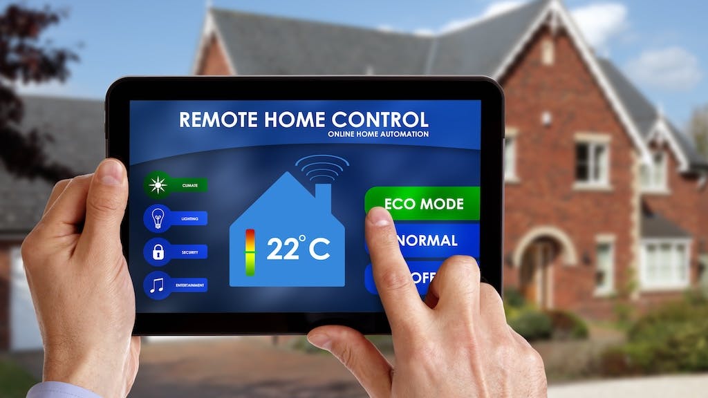 Energy efficient home features shown on tablet