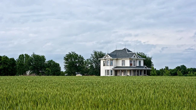 Rural home on farmland
