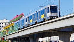Train leaving the station in Los Angeles Train leaving the station in Los Angeles