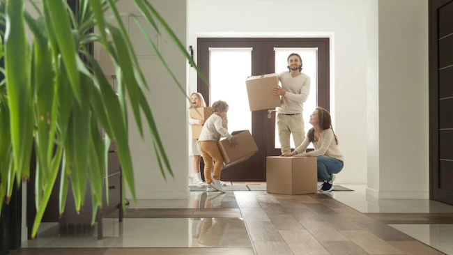 New homeowners moving into a house