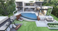 Rendering of rear elevation at The New American Home 2026 Rendering of rear elevation at The New American Home 2026