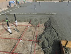 Another best practice is placing the concrete in a continuous manner, in this case for a cable-reinforced post tension slab. Another best practice is placing the concrete in a continuous manner, in this case for a cable-reinforced post tension slab.
