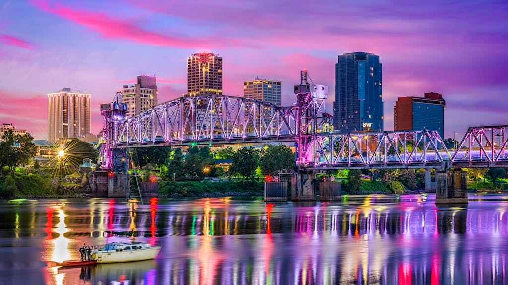 Little Rock skyline at sunset