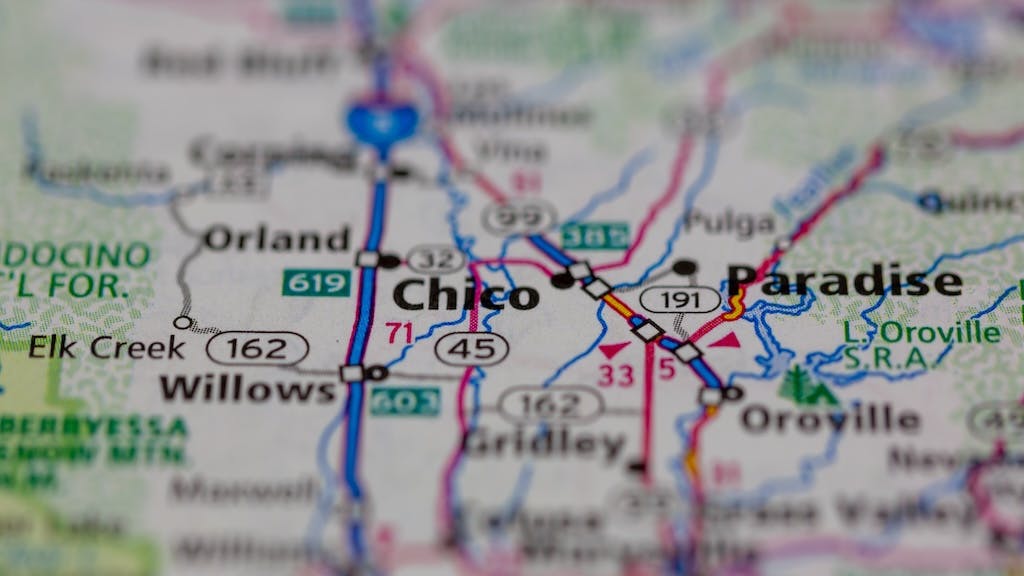 Butte County, Calif. on a map