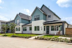 Indigo, located in Richmond, Texas, southwest of Houston, features 800 townhouse units at a density of 3.4 units to the acre. Indigo, located in Richmond, Texas, southwest of Houston, features 800 townhouse units at a density of 3.4 units to the acre.