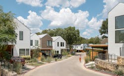The Frank Condos in Austin's historic Bouldin Creek neighborhood features 30 units on a three-acre infill lot and is a prime (and well-received) example of the city's upzoning allowances to enable attainable housing. The Frank Condos in Austin's historic Bouldin Creek neighborhood features 30 units on a three-acre infill lot and is a prime (and well-received) example of the city's upzoning allowances to enable attainable housing.