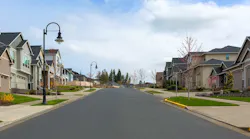 Suburban street lined with single-family homes