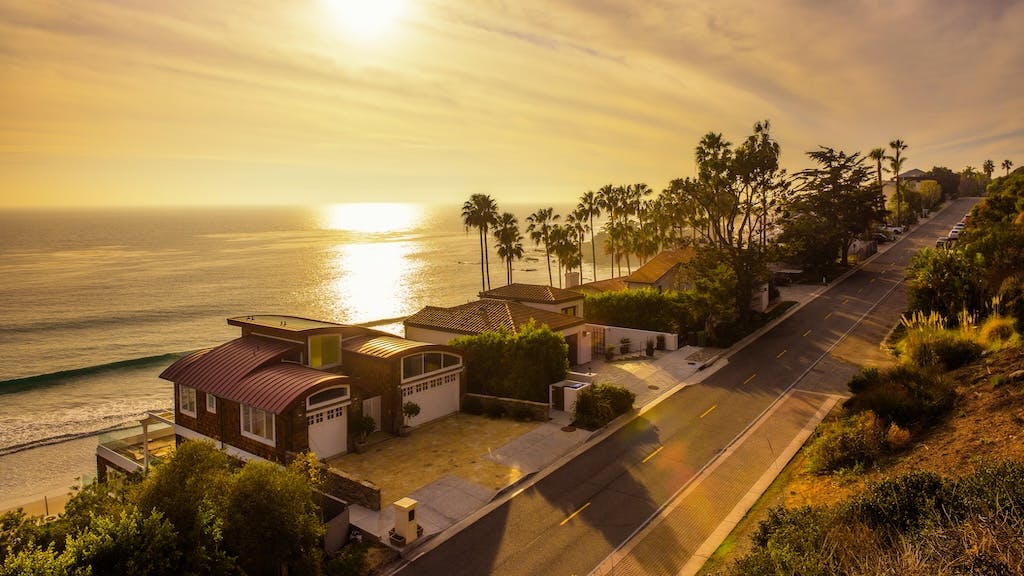 Homes overlooking a California beach