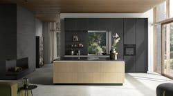 Kitchen showing rattan cabinet fronts by Häcker Kitchens Kitchen showing rattan cabinet fronts by Häcker Kitchens