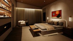 Bedroom featuring Rania Natural White Tape Light by Lutron Bedroom featuring Rania Natural White Tape Light by Lutron