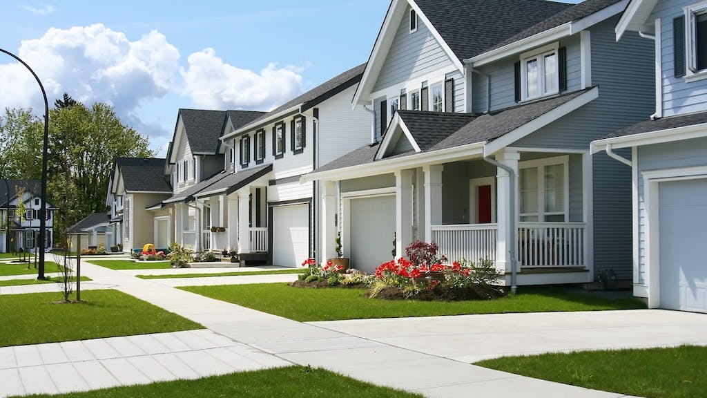 Row of homes in a suburban neighborhood